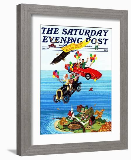 "Flying Cars," Saturday Evening Post Cover, November 1, 1983-Ann Thompson-Framed Giclee Print