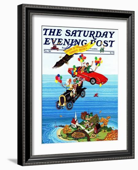 "Flying Cars," Saturday Evening Post Cover, November 1, 1983-Ann Thompson-Framed Giclee Print