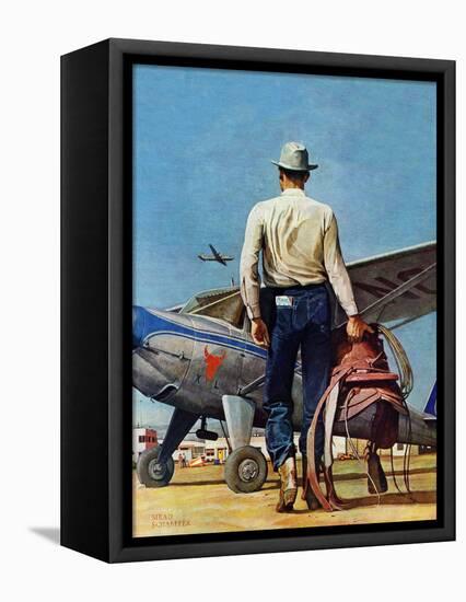 "Flying Cowboy," May 17, 1947-Mead Schaeffer-Framed Premier Image Canvas