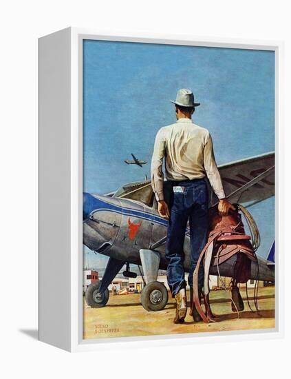 "Flying Cowboy," May 17, 1947-Mead Schaeffer-Framed Premier Image Canvas