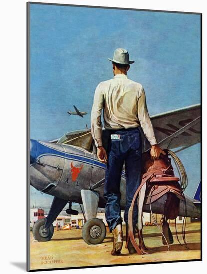 "Flying Cowboy," May 17, 1947-Mead Schaeffer-Mounted Giclee Print