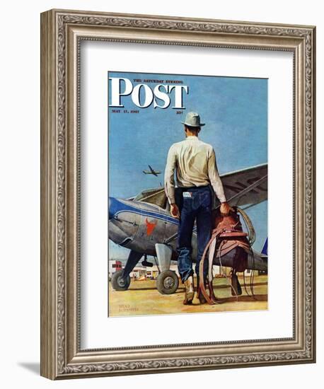 "Flying Cowboy," Saturday Evening Post Cover, May 17, 1947-Mead Schaeffer-Framed Giclee Print