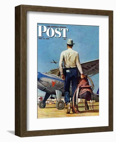 "Flying Cowboy," Saturday Evening Post Cover, May 17, 1947-Mead Schaeffer-Framed Giclee Print