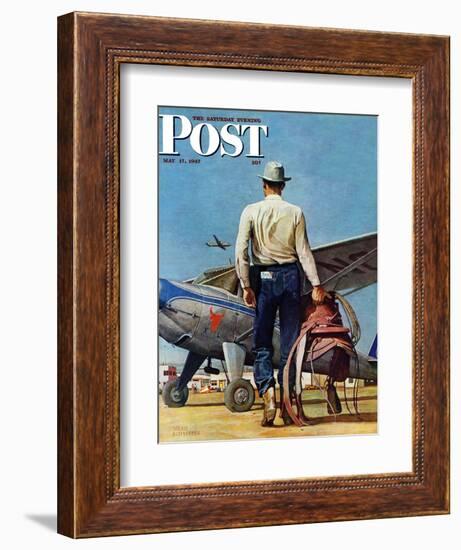 "Flying Cowboy," Saturday Evening Post Cover, May 17, 1947-Mead Schaeffer-Framed Giclee Print