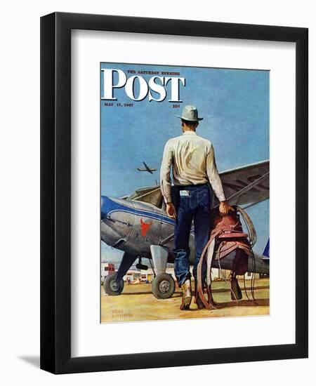 "Flying Cowboy," Saturday Evening Post Cover, May 17, 1947-Mead Schaeffer-Framed Giclee Print