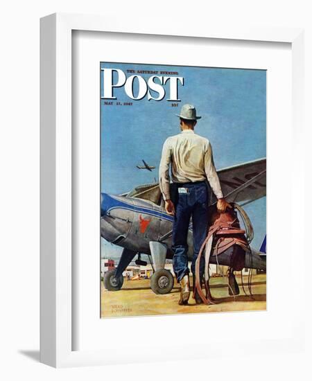 "Flying Cowboy," Saturday Evening Post Cover, May 17, 1947-Mead Schaeffer-Framed Giclee Print