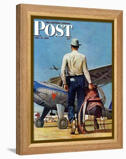 "Flying Cowboy," Saturday Evening Post Cover, May 17, 1947-Mead Schaeffer-Framed Premier Image Canvas