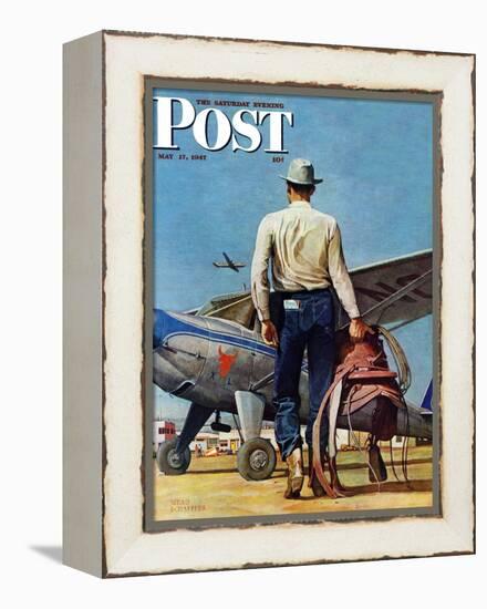 "Flying Cowboy," Saturday Evening Post Cover, May 17, 1947-Mead Schaeffer-Framed Premier Image Canvas