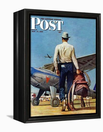 "Flying Cowboy," Saturday Evening Post Cover, May 17, 1947-Mead Schaeffer-Framed Premier Image Canvas