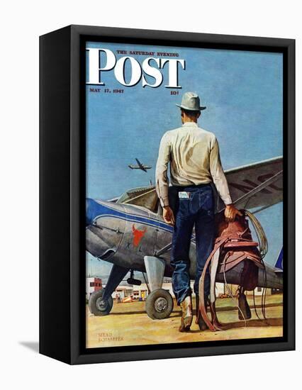 "Flying Cowboy," Saturday Evening Post Cover, May 17, 1947-Mead Schaeffer-Framed Premier Image Canvas