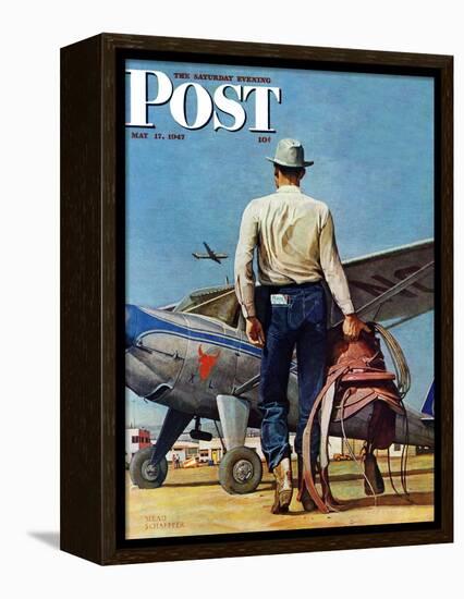 "Flying Cowboy," Saturday Evening Post Cover, May 17, 1947-Mead Schaeffer-Framed Premier Image Canvas