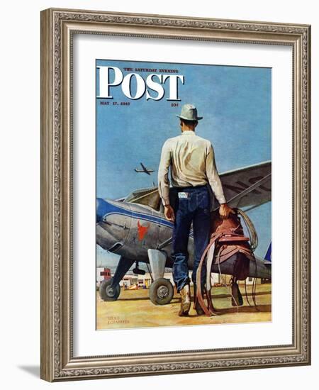 "Flying Cowboy," Saturday Evening Post Cover, May 17, 1947-Mead Schaeffer-Framed Giclee Print