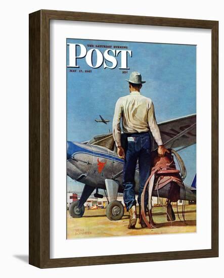 "Flying Cowboy," Saturday Evening Post Cover, May 17, 1947-Mead Schaeffer-Framed Giclee Print