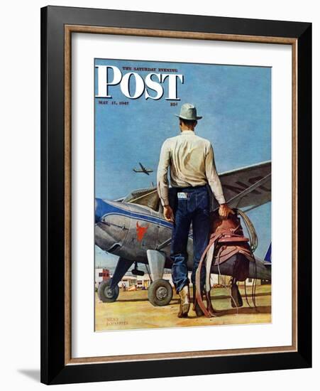 "Flying Cowboy," Saturday Evening Post Cover, May 17, 1947-Mead Schaeffer-Framed Giclee Print