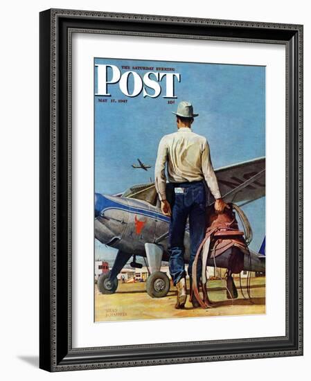 "Flying Cowboy," Saturday Evening Post Cover, May 17, 1947-Mead Schaeffer-Framed Giclee Print