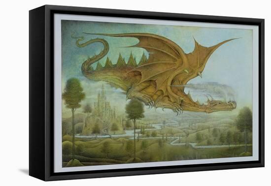 Flying Dragon over Landscape-Wayne Anderson-Framed Premier Image Canvas