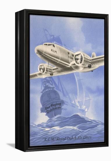 Flying Dutchman Ship with Klm Plane-null-Framed Stretched Canvas