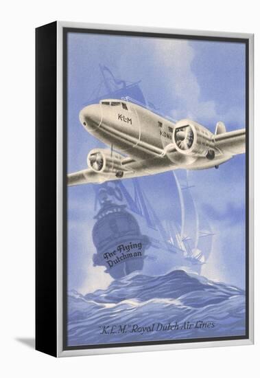 Flying Dutchman Ship with Klm Plane-null-Framed Stretched Canvas