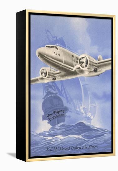 Flying Dutchman Ship with Klm Plane-null-Framed Stretched Canvas