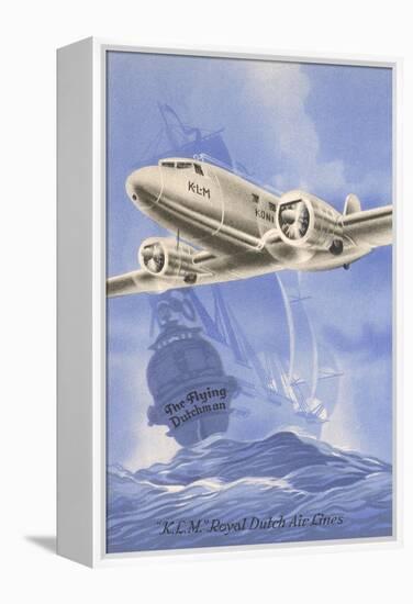 Flying Dutchman Ship with Klm Plane-null-Framed Stretched Canvas