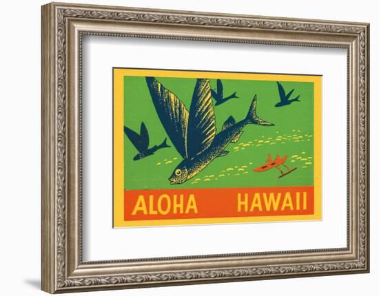 Flying Fish, Aloha Hawaii, c.1940-null-Framed Art Print