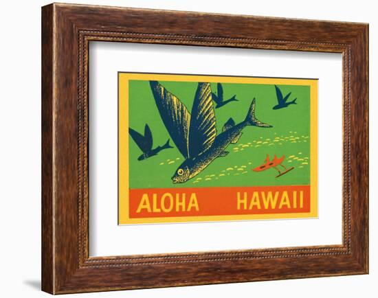 Flying Fish, Aloha Hawaii, c.1940-null-Framed Art Print