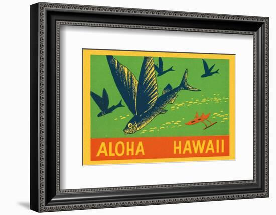 Flying Fish, Aloha Hawaii, c.1940-null-Framed Art Print