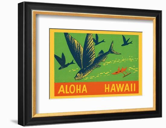 Flying Fish, Aloha Hawaii, c.1940-null-Framed Art Print