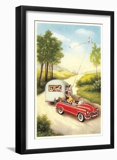 Flying Kite from Trailer-null-Framed Art Print