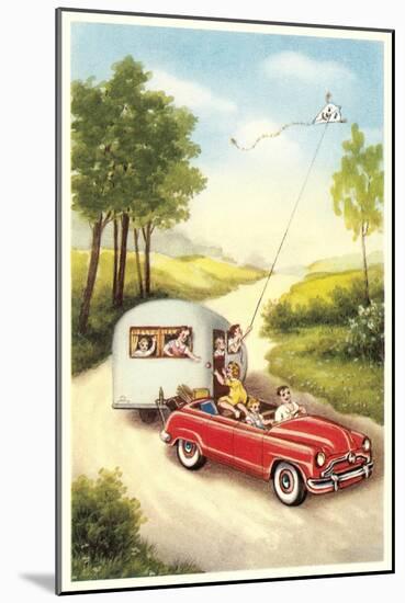 Flying Kite from Trailer-null-Mounted Art Print