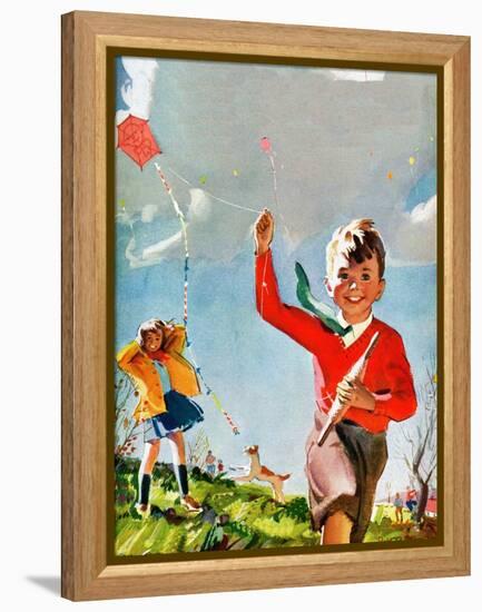 Flying Kites - Child Life-Robert O. Skemp-Framed Premier Image Canvas