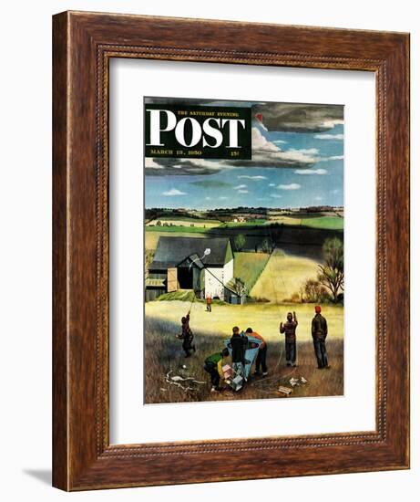 "Flying Kites" Saturday Evening Post Cover, March 18, 1950-John Falter-Framed Giclee Print