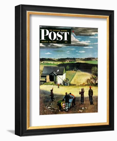 "Flying Kites" Saturday Evening Post Cover, March 18, 1950-John Falter-Framed Giclee Print