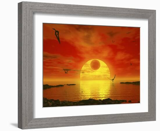 Flying Life Forms Grace the Crimson Skies of the Earth-Like Extrasolar Planet Gliese 581 C-Stocktrek Images-Framed Photographic Print