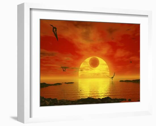 Flying Life Forms Grace the Crimson Skies of the Earth-Like Extrasolar Planet Gliese 581 C-Stocktrek Images-Framed Photographic Print