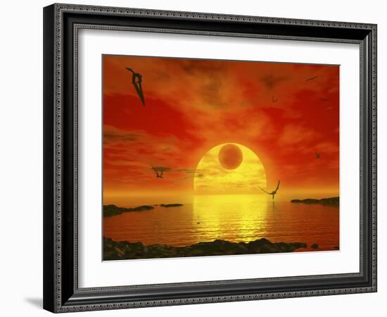 Flying Life Forms Grace the Crimson Skies of the Earth-Like Extrasolar Planet Gliese 581 C-Stocktrek Images-Framed Photographic Print