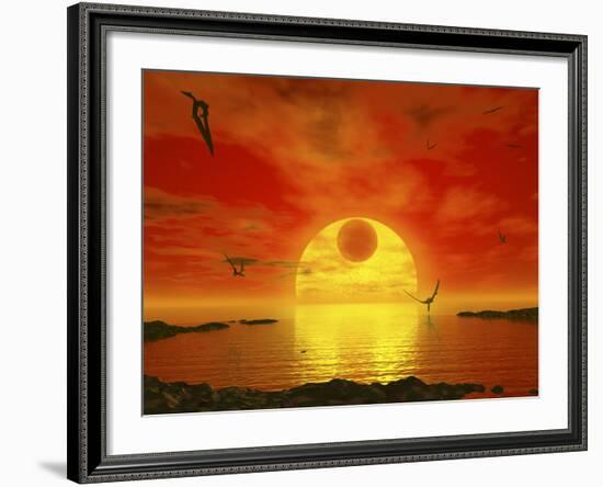 Flying Life Forms Grace the Crimson Skies of the Earth-Like Extrasolar Planet Gliese 581 C-Stocktrek Images-Framed Photographic Print