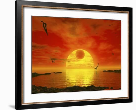 Flying Life Forms Grace the Crimson Skies of the Earth-Like Extrasolar Planet Gliese 581 C-Stocktrek Images-Framed Photographic Print