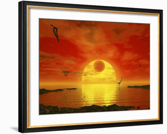 Flying Life Forms Grace the Crimson Skies of the Earth-Like Extrasolar Planet Gliese 581 C-Stocktrek Images-Framed Photographic Print