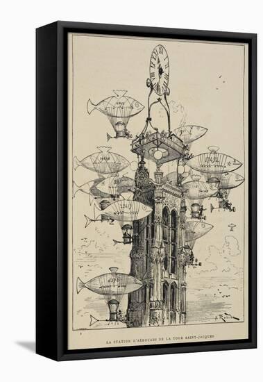 Flying Machines in the Shape Of Fish-Albert Robida-Framed Premier Image Canvas