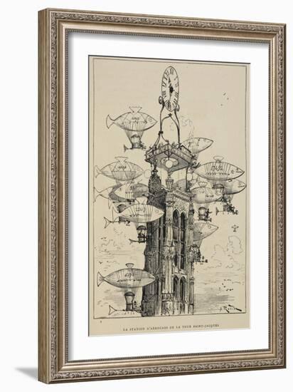 Flying Machines in the Shape Of Fish-Albert Robida-Framed Giclee Print