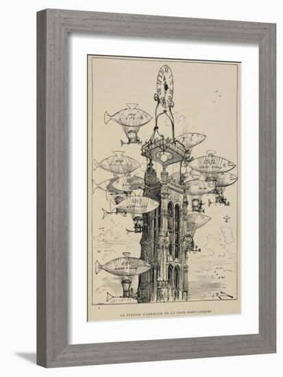 Flying Machines in the Shape Of Fish-Albert Robida-Framed Giclee Print