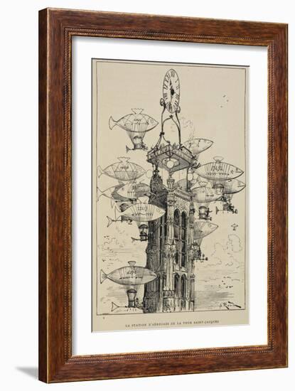 Flying Machines in the Shape Of Fish-Albert Robida-Framed Giclee Print