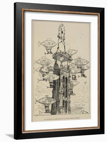 Flying Machines in the Shape Of Fish-Albert Robida-Framed Giclee Print