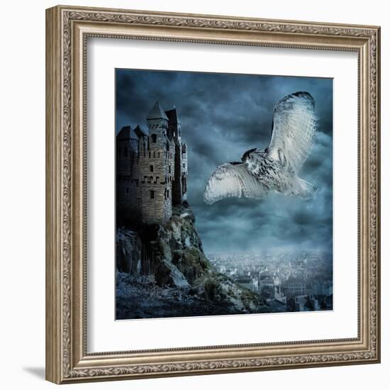 Flying Owl Bird-egal-Framed Art Print