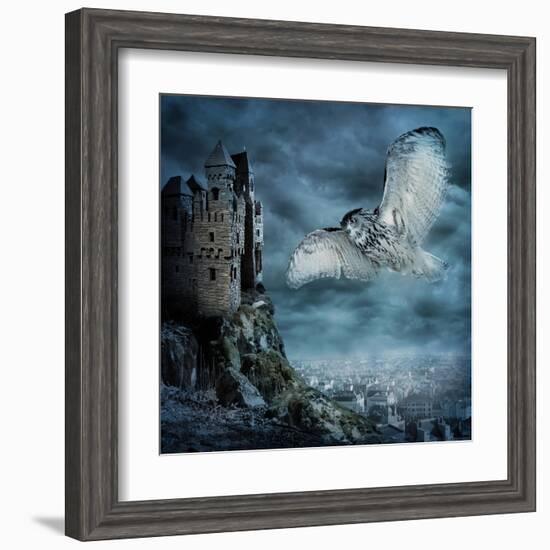 Flying Owl Bird-egal-Framed Art Print