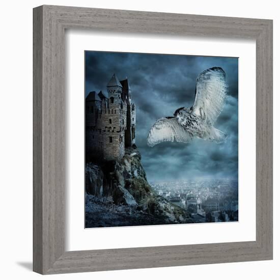 Flying Owl Bird-egal-Framed Art Print