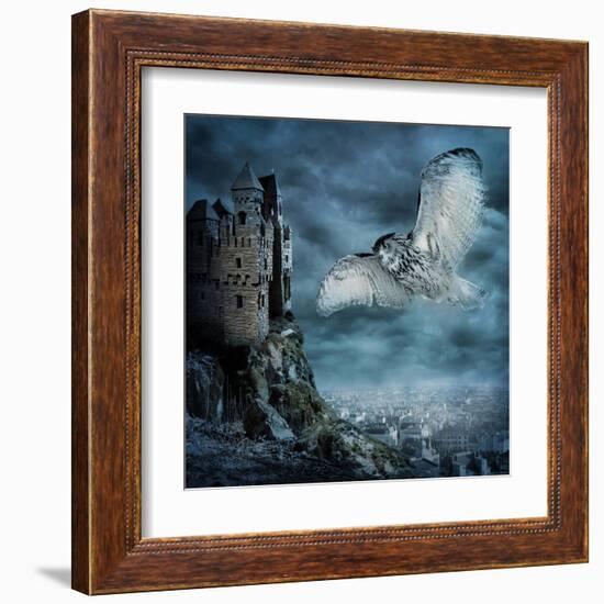 Flying Owl Bird-egal-Framed Art Print