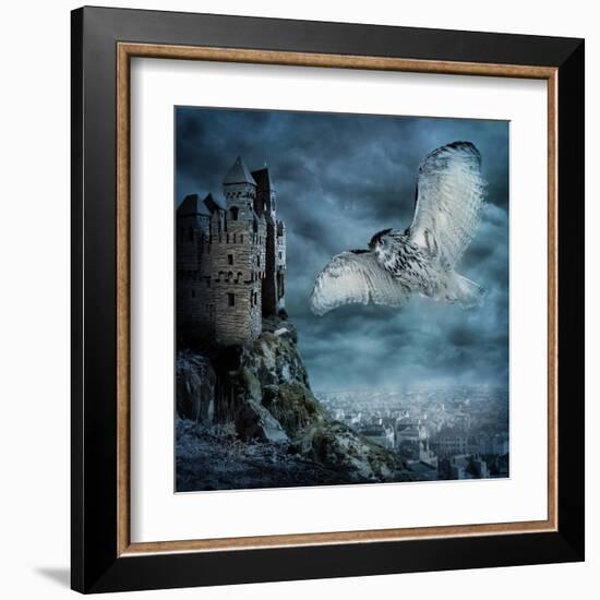 Flying Owl Bird-egal-Framed Art Print