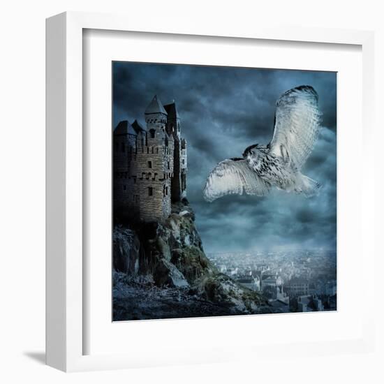 Flying Owl Bird-egal-Framed Art Print